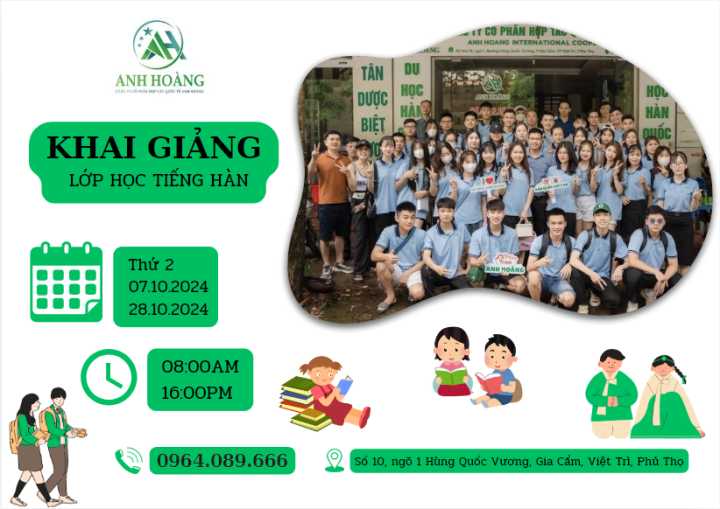 LỊCH KHAI GIẢNG LỚP TIẾNG HÀN